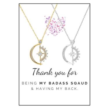 Imagem de Colar To My Badass Squad, We Always Have Each Other's Back, Colares geométricos de sol estrela e lua amizade prata colar joias presentes para meu melhor amigo, Large, Cobre, Sem Pedra Preciosa