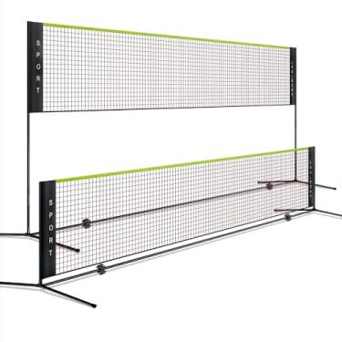 Imagem de Jaulbony Rede de pickleball, rede de vôlei, altura externa ajustável, 10 pés x 7,2 pés, rede de badminton, jogo de quintal, tênis portátil para esportes de piscina de futebol infantil júnior