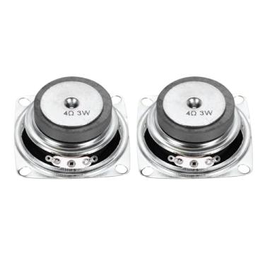 Imagem de uxcell 2 caixas de som pequenas de 3 W e 4 Ohm, caixa de metal, quadrado, microímã, para mini alto-falantes, DVD, EVD, multimídia, portátil, máquina de publicidade