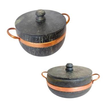 Imagem de Jogo Panelas Pedra Sabão 2 Pçs Antiaderente Comida Mineira Artesanal