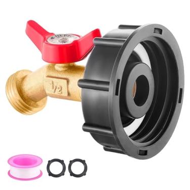 Imagem de Adaptador de sacola IBC de 275-330 galões de rosca grossa à prova de vazamento válvula de torneira de mangueira de latão para conector de mangueira de jardim IBC encaixe de tanque de água