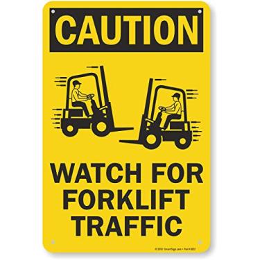 Imagem de SmartSign Placa "Caution - Watch for Forklift Traffic" | Alumínio 30,5 cm x 45,7 cm - S2-0594-AL-12x18