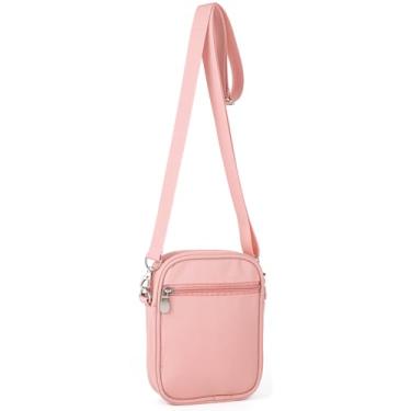 Imagem de COVAX Bolsa tiracolo pequena para mulheres, bolsas de ombro modernas de lã, bolsas transversais para celular com compartimentos para cartão de crédito, rosa, Casual