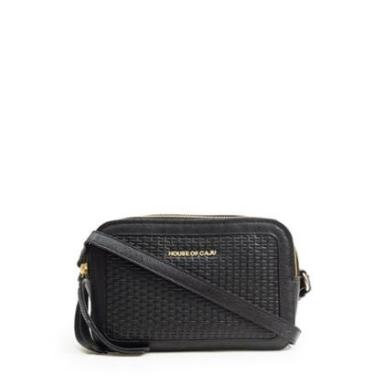 Imagem de BOLSA FEMININA EM COURO TRANSVERSAL PRETA "WALESKA SLEMER"-Feminino