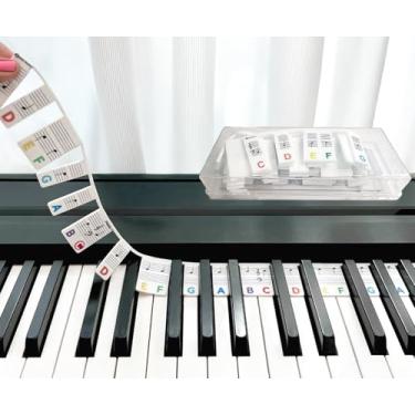 Imagem de Guia para iniciantes: Etiquetas de silicone para notas de teclado de piano, tamanho completo de 88 teclas, removíveis e reutilizáveis, inclui caixa de armazenamento, sem necessidade de adesivos