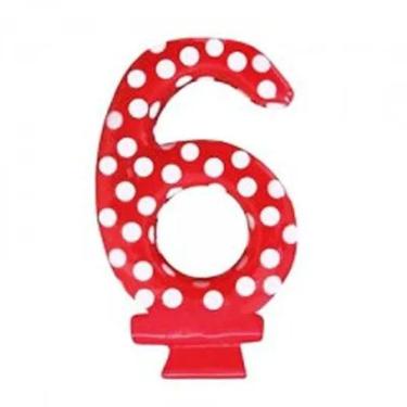 Imagem de Vela De Aniversário Poá Vermelho - N6