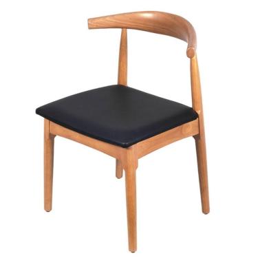 Imagem de Cadeira Elbow Chair Carina Or Design 47 cm (larg) Madeira Clara Assento em Poliuretano (pu) Preto