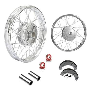 Imagem de Roda Par Dianteira e Traseira 4mm Honda Biz 125 + Rolamento/Lona/Espaçador