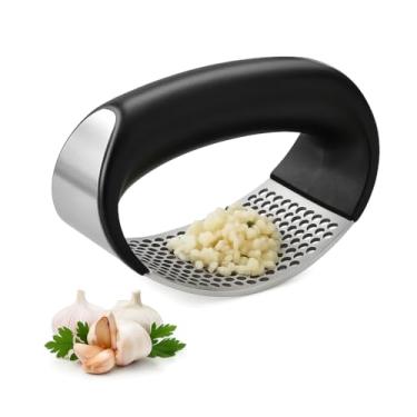 Imagem de Espremedor de Alho e Cebola Inox Manual 2 em 1 – Amassador, Ralador e Triturador Resistente para Cozinha