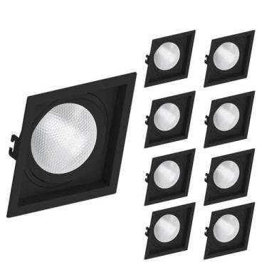 Imagem de 9 Spot Embutir Recuado Par30 E27 Preto Save Energy Quadrado