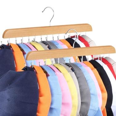 Imagem de Dntorx Cabides para armário, pacote com 2 organizadores de chapéus para bonés de beisebol, bonés de bola, suporte de gravata de cinto, organizador para armazenamento de armário