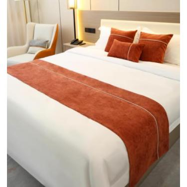 Imagem de Cachecol de cama de hotel de cor sólida de chenille protetor de cama macio toalha de cama cachecol moderno almofada de cauda de cama faixa decorativa para cama de solteiro queen king size -
