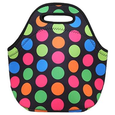 Imagem de Bolsa de Lancheira Térmica Isolada Em Neoprene, Almoço para Piquenique, Adequado para o Trabalho (Big Color Circle)