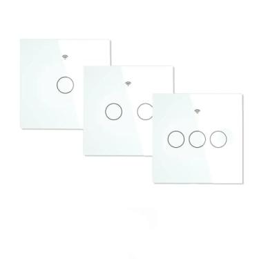 Imagem de Interruptor inteligente WiFi, sem fio neutro, único fogo, Smart Life, controle de aplicativo Tuya, funciona com Alexa Gogle Home Voice Control-White-3-Gang-EU 220V