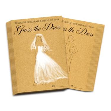 Imagem de Mingdcdc Bridal Shower Games Card, Guess The Dress Bridal Shower Games, Unique Bridal Shower Game, Bridal Shower Party Supplies, Wedding Party Favors, 5 x 7 Inch, 30 Pack (Brown Kraft Paper-03)