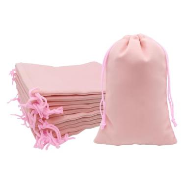 Imagem de Mandala Crafts Sacos com cordão de veludo rosa empoeirado 15 x 23 cm – 50 bolsas grandes de veludo com cordão a granel para lembrancinhas de festa e casamento, embrulho de presente, embalagem e
