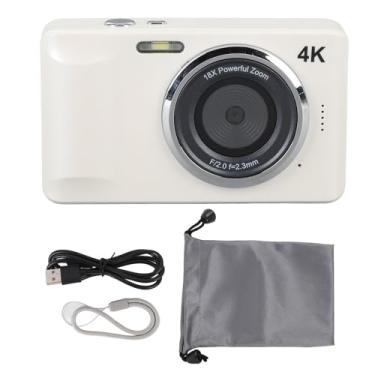 Imagem de 4K 64MP Câmera Digital Autofocus Compact Point e Shoot Camera com 18X Zoom Digital 2,8 polegadas tela compacta pequena câmera para Fotografia Viagem (Branco)