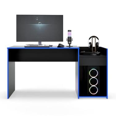 Imagem de Mesa Para Computador Eros Escritório Quarto Escrivaninha Pc Gamer Preto/Azul