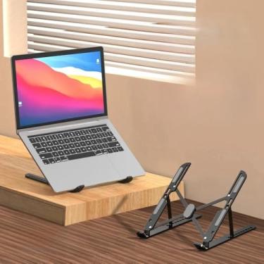 Imagem de Suporte Fino Para Notebook Base Dobrável de Alumínio Ergonômico Ajustável e Portátil(Preto)