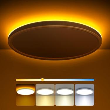 Imagem de zemty Luminária De Teto Led 9" Com Iluminação Noturna 1800K, 3000K/4000K/6500K, Luminárias Selecionáveis, Discreta Para Quarto, Sala Estar E Cozinha - Branca (Sem Controle Remoto)