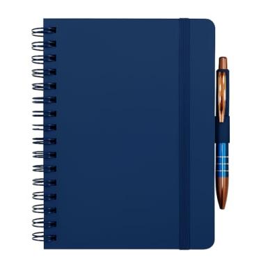 Imagem de Caderneta Anotações Estilo Wire-o Pautada ou Sem Pauta Caderno Espiral A5 Capa Dura Escolar Trabalho Planejamento Diário (Azul- Pautada)