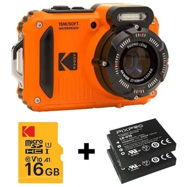 Imagem de Câmera compacta Kodak PIXPRO WPZ2 à prova d`água (LARANJA) - kit com 2 baterias e cartão de 16GB