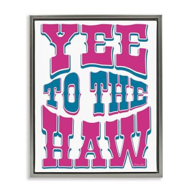 Imagem de Stupell Industries Yee To The Haw Typography Gray Framed Floater Canvas Wall Art Design por Susan Ball, 21 x 17