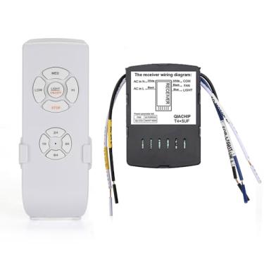 Imagem de QIACHIP Ventilador de teto de tamanho pequeno e luzes kit de controle remoto sem fio e receptor 3 em 1 luz de ventilador de teto 4 temporizações e 3 velocidades
