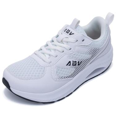 Imagem de HI HATIDE Sapatos femininos com bico largo e suporte de arco para caminhada, fascite plantar, tênis ortopédico, Branco 05, 7.5 Wide
