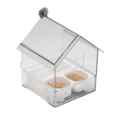 Imagem de Prato de comida e água para gaiola de pássaros, tigela de alimentador de gaiola de pássaros, tigela de alimentação transparente para pássaros, periquitos, calopsitas, periquitos, papagaio, canário