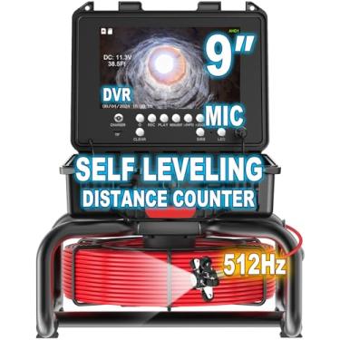 Imagem de Anysun Câmara de inspeção de esgoto - monitor IPS 1080P de 9 polegadas, contador de distância, som de 512 Hz, serpente de boroscópio industrial IP68, cartão de 16 GB