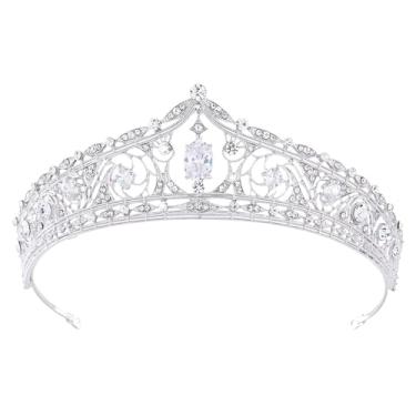 Imagem de CoTeeZa Coroa real medieval para mulheres – Coroas de casamento rainha barroca retrô para noiva, deusa, Halloween, cosplay, 16-18cm (6.3-7inches)