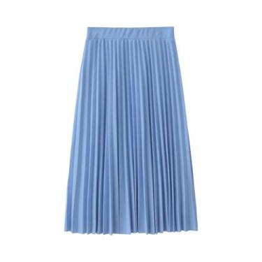 Imagem de Saia Midi Plissada de Chiffon - Cintura Alta, Elástico e Cor Sólida, T