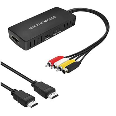 Imagem de RuiPuo Conversor HDMI para RCA e S-Video, adaptador conversor de áudio e vídeo suporta 720P/1080p para Roku/Xbox/Blu-ray/DVD/PS3/laptop/TV/projetor, etc.