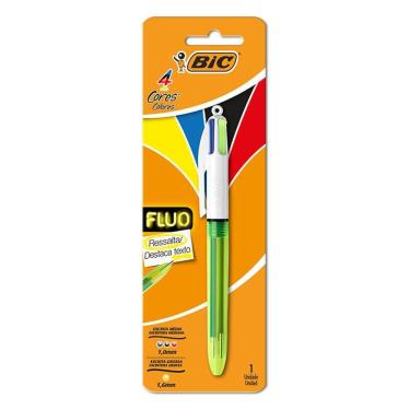 Imagem de Caneta esferográfica 1.0 retrátil Fluo 4 cores - Bic