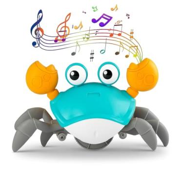 Imagem de Caranguejo Fujão Interativo – Brinquedo Educativo com Música, Luzes e Sensor Anti-Obstáculos – Anda Sozinho e Estimula o Desenvolvimento do Bebê – Linha Premium