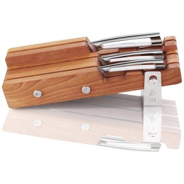 Imagem de Conjunto de Facas em Aço Inoxidável com Bloco de Bancada, 4 Peças, CANGSHAN 61857, Prateado