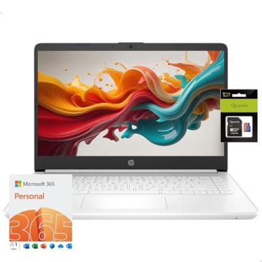 Imagem de HP Laptop 14 HD - Windows 11 Intel Quad-Core N4120, 16 GB de RAM, 128 GB de armazenamento (64 GB eMMC + cartão SD de 64 GB), ultraleve para estudantes e negócios, WiFi, Bluetooth, HDMI, webcam