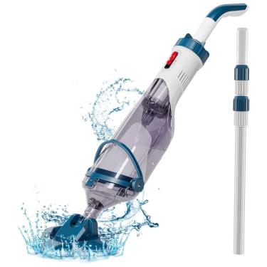 Imagem de Aspirador de Piscina sem Fio, Recarregável com Autonomia da Bateria de 1H e Sucção Poderosa de até 70L, 110V, Enhulk, Branco e Azul
