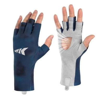 Imagem de KastKing Ultimate Angler Luvas de sol FPS sem dedos, luvas de pesca com proteção solar FPS 50+, tecnologia Hydrocool, design de palma aberta, luvas de proteção UV de punho estendido para pesca