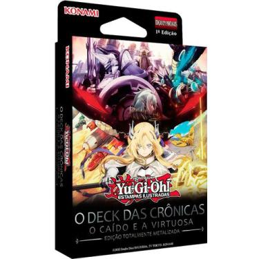 Imagem de Yugioh O Deck Das Crônicas O Caído e a Virtuosa Cartas Metalizada Port