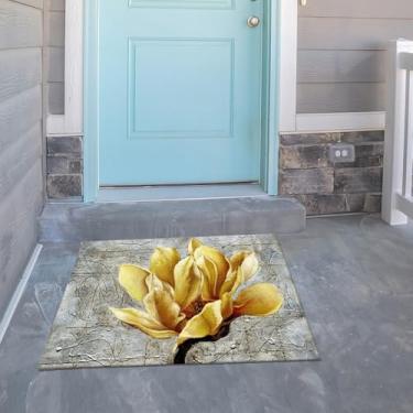 Imagem de 1 tapete estéreo 3D de flores coloridas - Tapete moderno de fácil limpeza para sala de estar e quarto