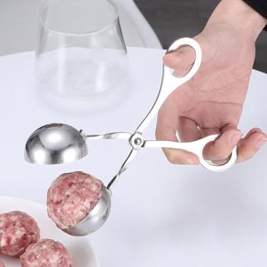 Imagem de Ferramenta Baller de carne de aço inoxidável com alça de tesoura molde de comida de forma redonda para fazer almôndegas de peixe, bolas de arroz, cozinhar
