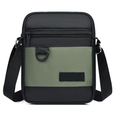 Imagem de Bolsa de ombro masculina de nylon multifuncional, bolsa tiracolo de grande capacidade, bolsa de lona com alça ajustável, Verde
