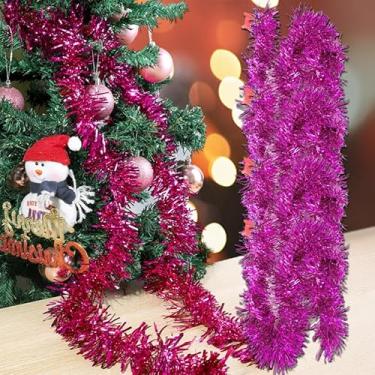 Imagem de 4 peças de guirlanda de fita de cor sólida para festa de Natal, decoração de fita de casamento, ano novo, suprimentos de decoração, rosa vermelha (1,5 m/tira)