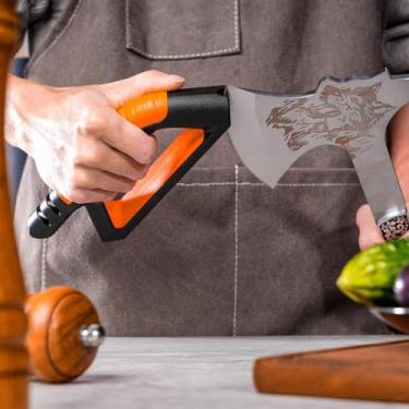 Imagem de Afiador de facas para jardim, cabo ergonômico confortável, compacto e fácil de usar, multiafiador para lâmina de cortador de grama, machado, machado, machado, facão, podador, tesoura de sebes