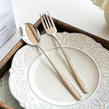 Imagem de Colher de aço inoxidável 304 para sorvete mexendo sobremesa colher pequena colher de sopa, 2 peças