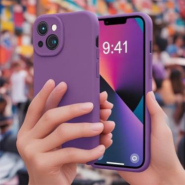 Imagem de Capa protetora de TPU fina e leve e macia com recursos à prova de choque e resistente a arranhões para smartphones (roxo escuro, iPhone15)