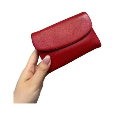 Imagem de Carteira Feminina Curta Trifold Em Couro Genuíno De Vaca, Porta-Cartõe