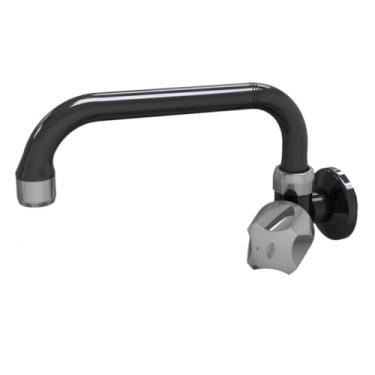 Imagem de Torneira para Cozinha de Parede Bica Móvel Horizontal Búzios Luxo 1/4 de volta Preto Cromado Com Bitola de 1/2" - 3/4" Durín